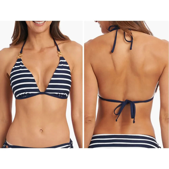 LA BLANCA Capri Banded Triangle Bikini Top In Indigo - Picture 1 of 5